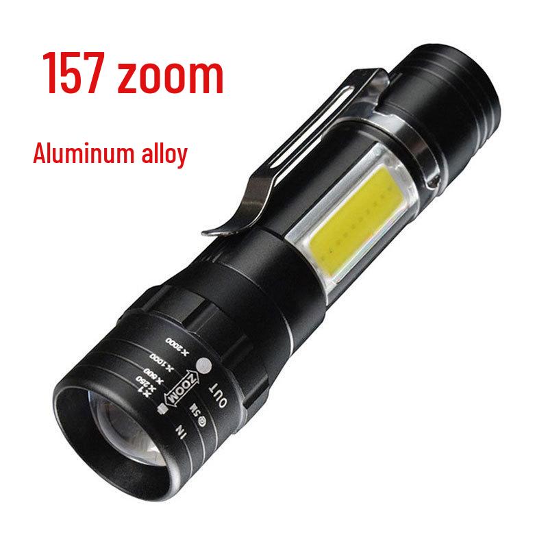 Compact LED Flashlight with Telescopic Zoom, USB Rechargeable, Portable Design