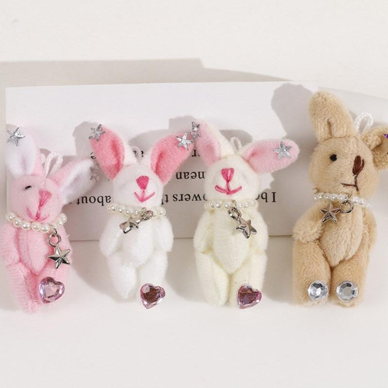 Soft and Adorable Rabbit Plush Toy with DIY Accessories Exquisite Rabbit Keyring Decoration Cute Rabbit Keychain Pendant