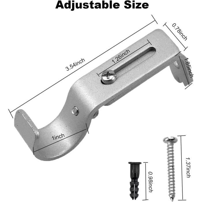 4pcs Supports de Tringle à Rideau, Réglable Support de Tringle Murale, Robuste Support de Tringle Murale Simple, Métal Support[110]