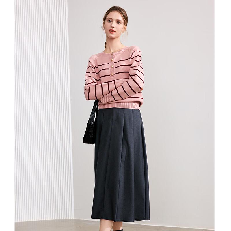 BETU Women's Autumn Striped Long-Sleeve Knit Top