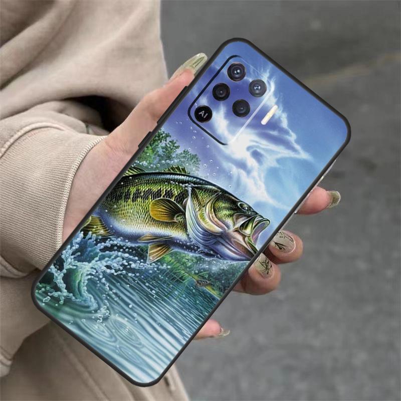 Bass Fishing Case For OPPO A96 A76 A16 A98 A78 A58 A5 A9 A15 A17 A77 A52 A72 A53S A57S A54 A74 A94 Cover