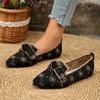 European and American Foreign Trade Large Size Thin Pointed Flat-soled Single Shoes Women's Flying Weaving One Pedal Doudou Shoes Bow Casual Women'