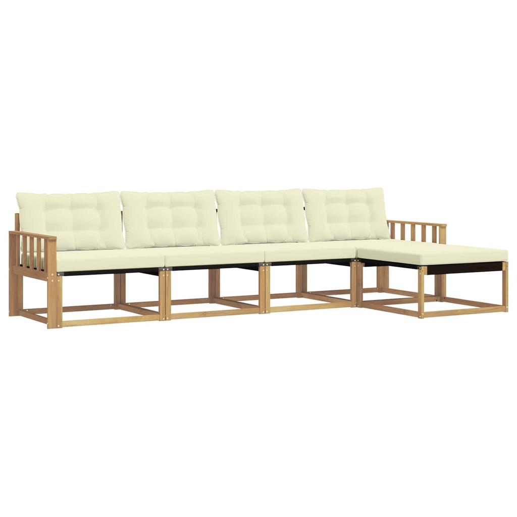 Outdoor Sofa Set with Cushions 5 pcs White and Cream