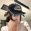 Letter Embroidery Camouflage Splicing Baseball Cap Female Face Peaked Cap Sunscreen Sun Cap Large Deepening Peaked Cap