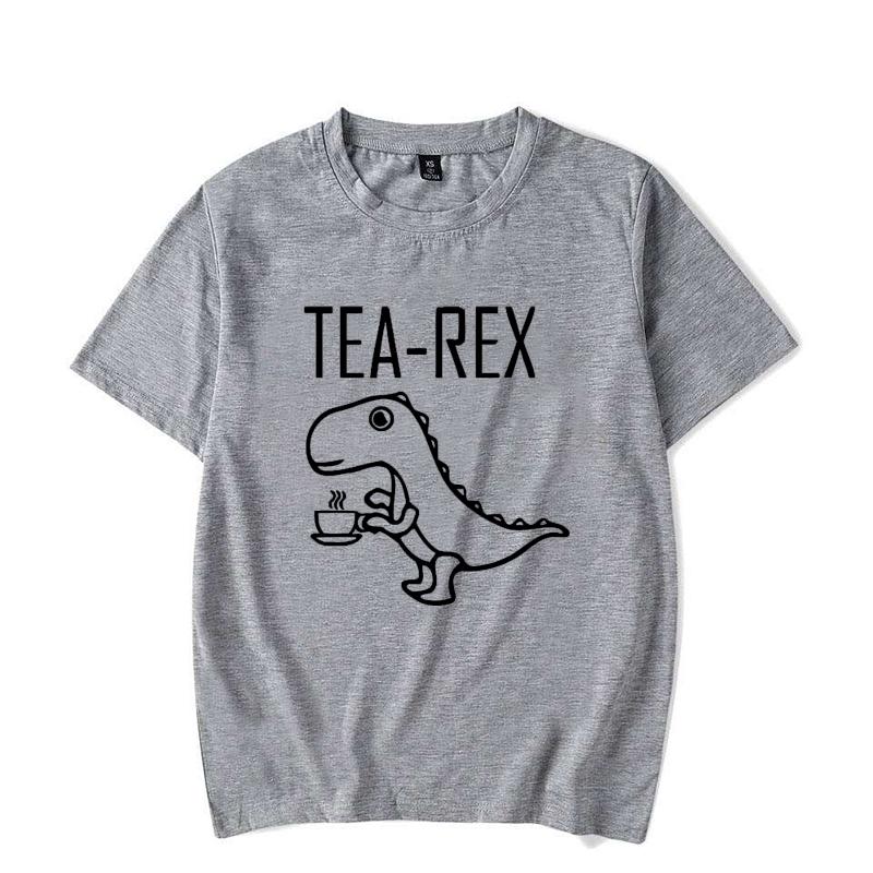 Men Women T-Shirts Tea Rex Funny Dinosaur Drink Coffee T Shirts Fashion Casual Tops Tee Shirt