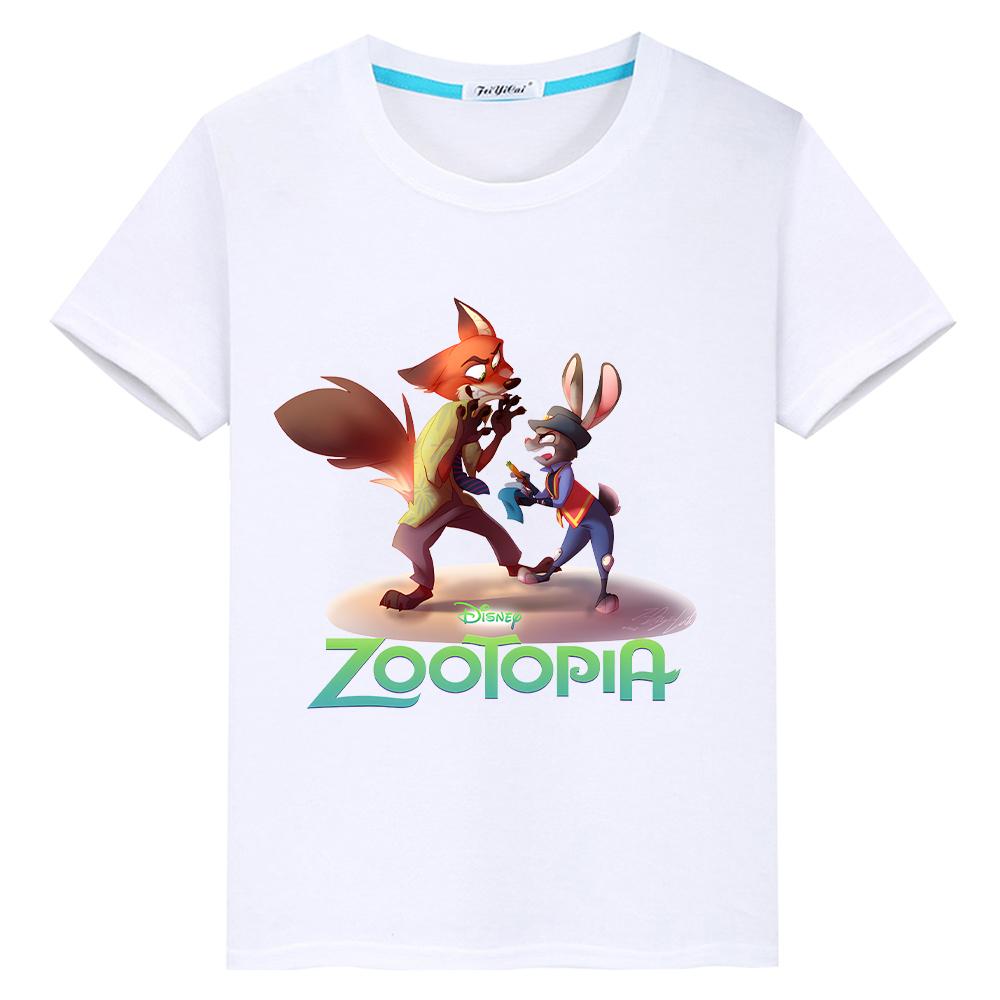 T-Shirt für Kinder Junge 10 Jahre Zootopia 2 Druck 100% Baumwolle Anime Kurz Kawaii Oberteile Pride T-Shirt y2k One Piece Mädchenkleidung