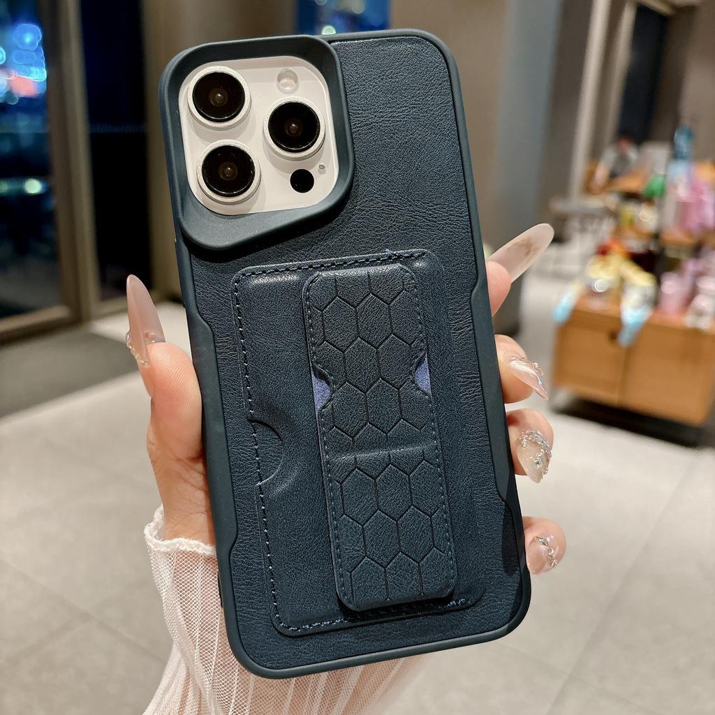 Matte Leather Texture Card Holder Stand Case For iPhone 17 16 15 14 13 12 11 Pro Max Wallet Protection Anti-Scratch Back Cover