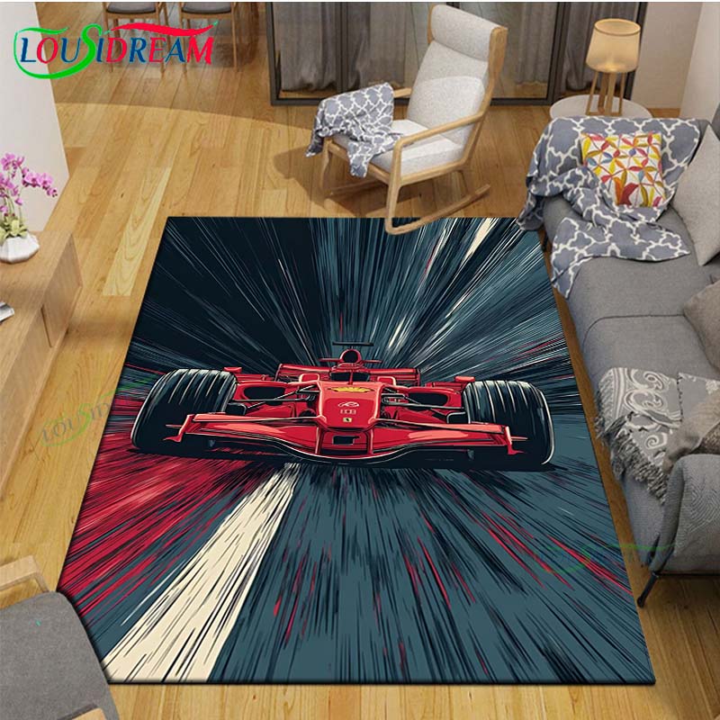 2026 Hot Fashion Racing Car Print Flannel Carpet Outdoor Rug Area Rug Non-slip Carpet Bedroom Decor Carpet for Kids Luxury Gift