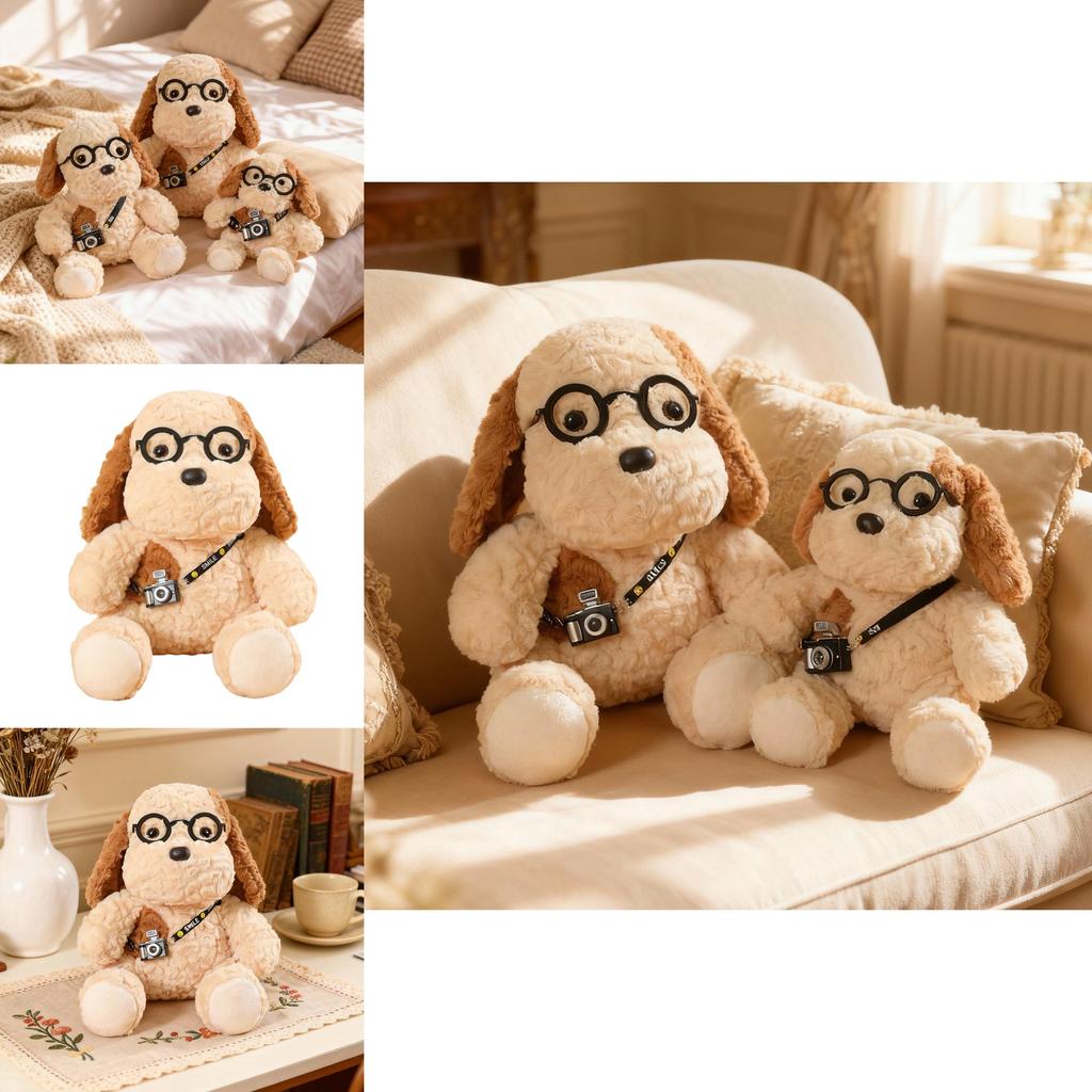Cute Cartoon Egg Tart Dog Plush Toy With Super Soft Short Pile For Kids And Home Decor