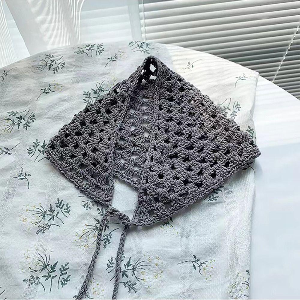 Triangular Hollow Knitting Headband Multicolor Hair Band Crochet Triangle Headscarf  Travel Beach