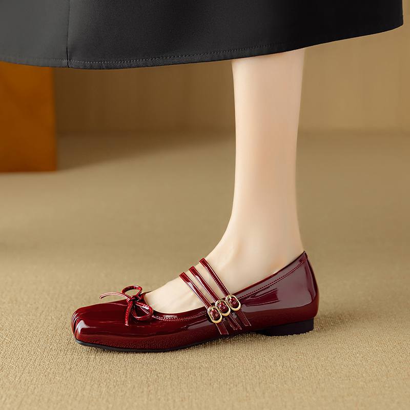 

Krazing Pot Замша Летний Размер 40 Низкий каблук Бант Восточный дизайн Квадратный носок Элегантные Милые Туфли-лодочки 34 винный