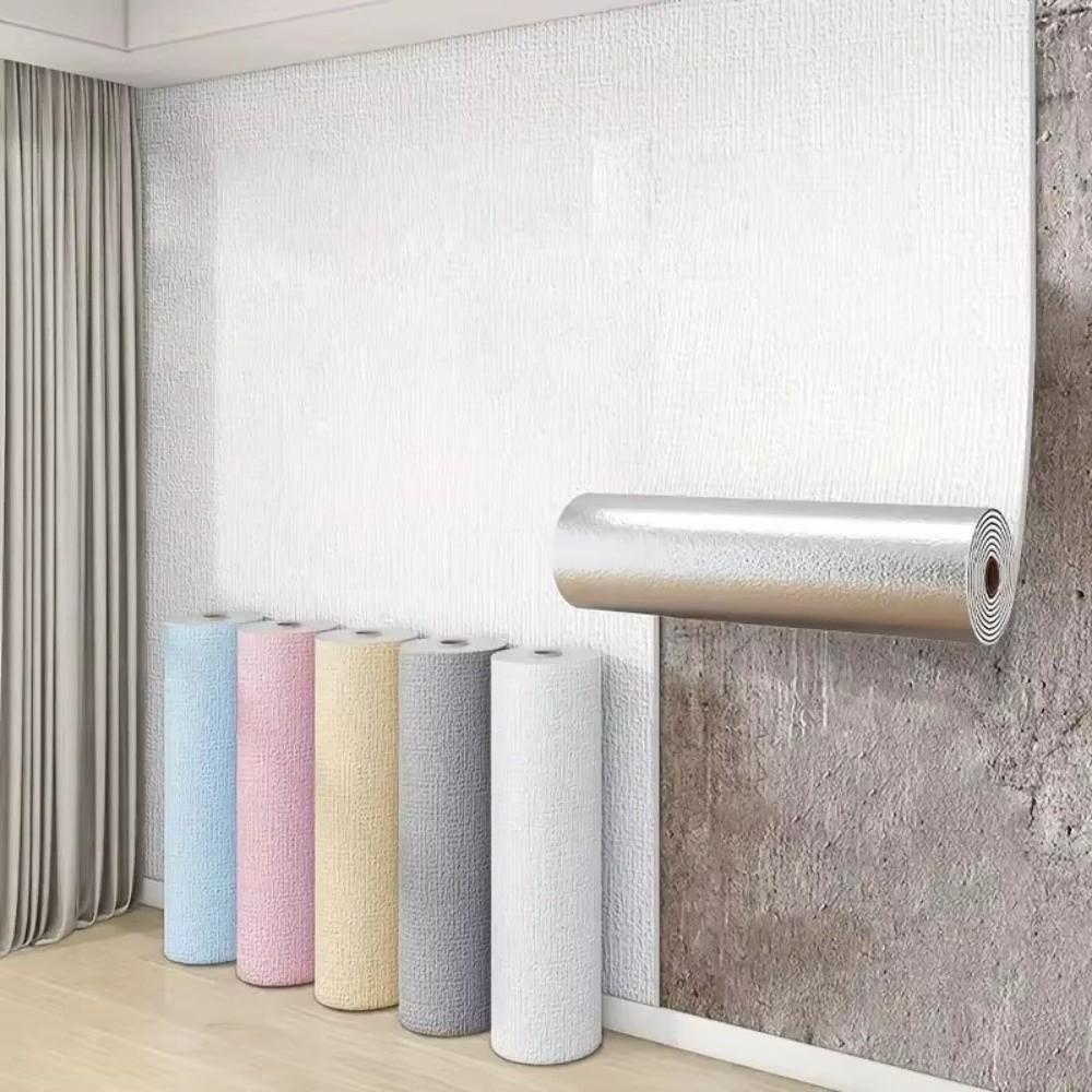 Panou de perete autoadeziv din spumă, textură de in 3D, autocolante de perete pentru renovare, tapet pentru dormitor