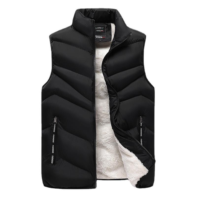 Große Größe Herren Winter Gepolsterte und Verdickte Weste Herren Herbst und Winter Warme Outdoor Lammwolle Weste Jacke Stehkragen Ärmellose Weste