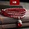 Natural Garnet Stone Bracelet Women Ethnic Style Handmade Crystal Jewelry Bohemian Three-Row Beaded Wrap