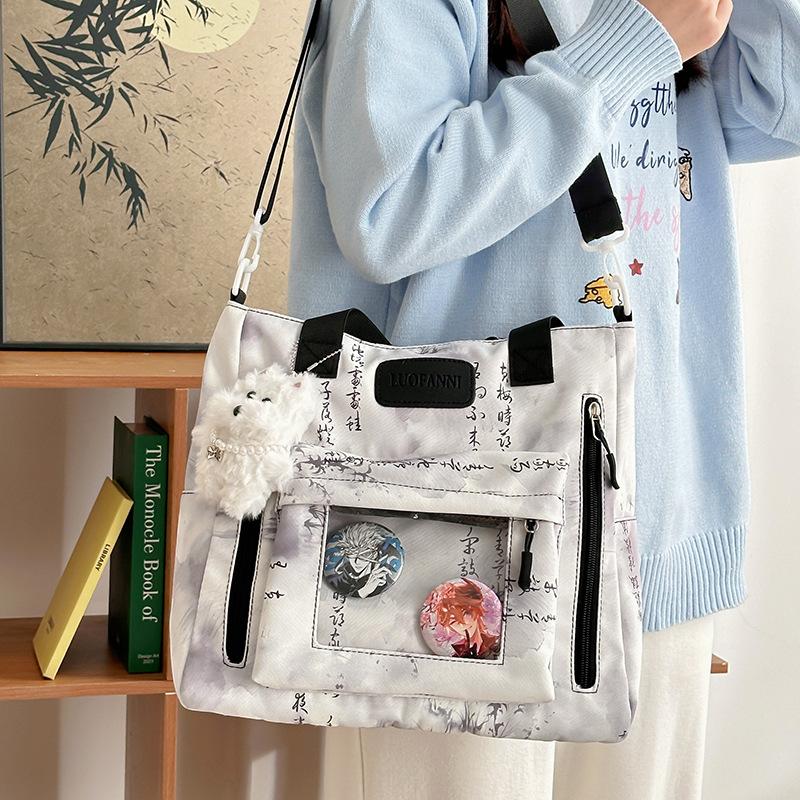 Large Capacity Commuter Shoulder Bag Student Class Bag Crossbody Bag Tote Bag