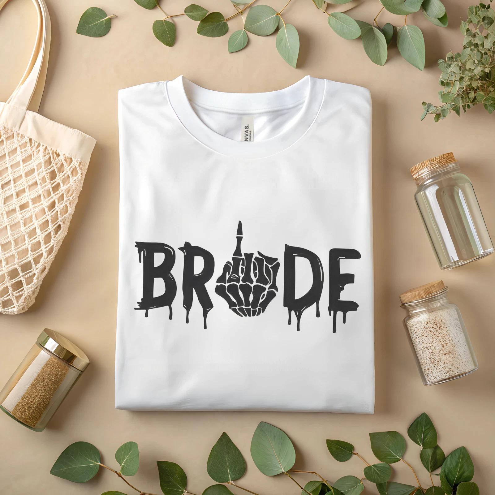 Funny Bride Skeleton Middle Finger Alternative Bachelorette Party Tee A187 L