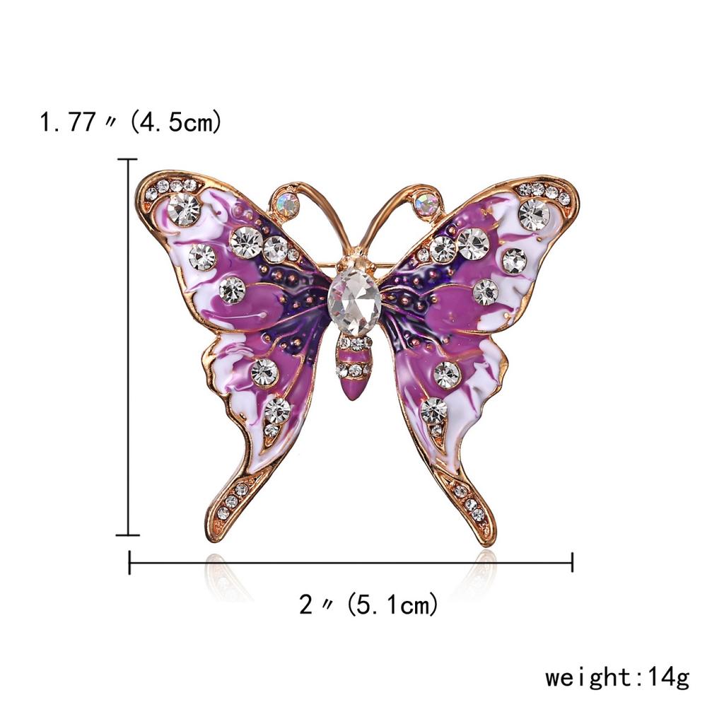 Exquisite Inlaid Rhinestone Flying Wings Butterfly Brooches For Women Men Retro Pink Orange Enamel Insect Animal Pins Jewelry