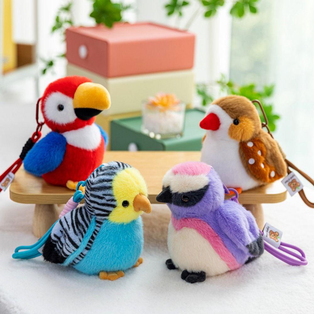 Cute Animal Bird Plush Keychain Realistic Simulation Bird Doll Pendant Sparrow Kawaii Furry Birds Keyrings Boys and Girls