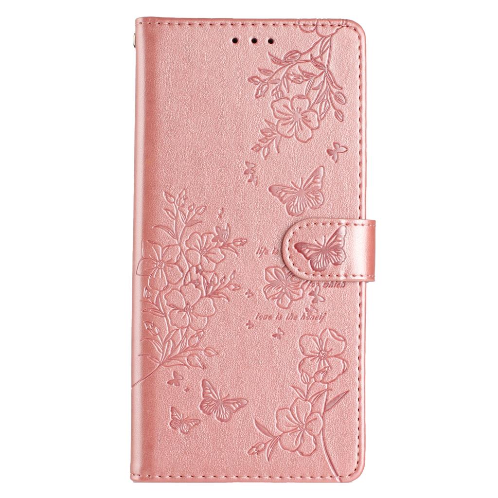 For Samsung Galaxy S24+ Case Butterfly Floral Imprint Leather Phone Cover with Wallet