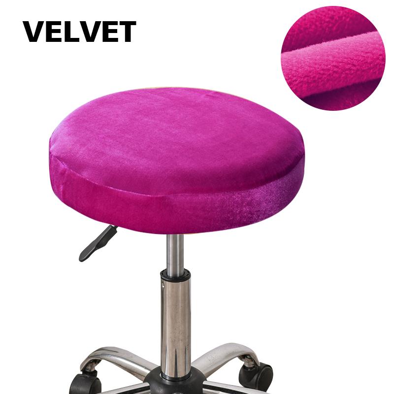 

Бархатный круглый стул, чехол для стула, эластичный поворотный подъемный пуф для ног, чехол для сиденья барного стула, однотонный защитный чехол для обеденного стула розы красного