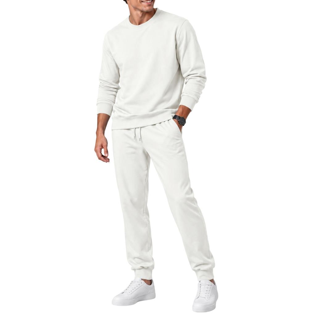 Men's Fall Winter Crewneck Sweatshirt and Sweatpants Set Color Athletic Tracksuit for Gym and Casual Wear