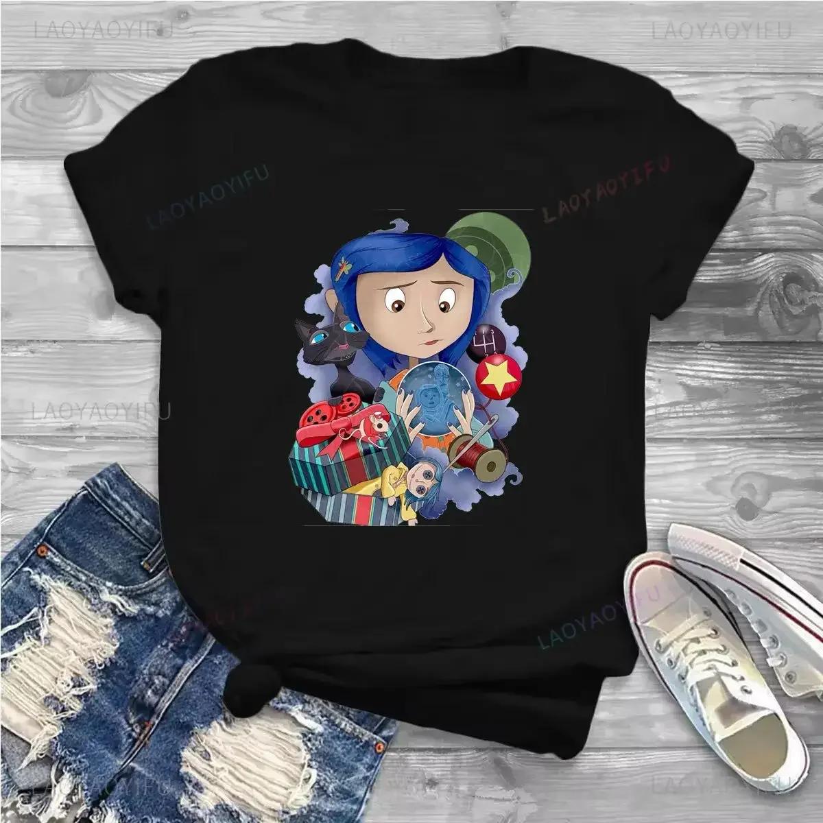 

Coraline Amazing Tees Classic Women s T Shirts Vintage Short Sleeve Crewneck T-Shirt Summer Clothing Women Clothing 4XL