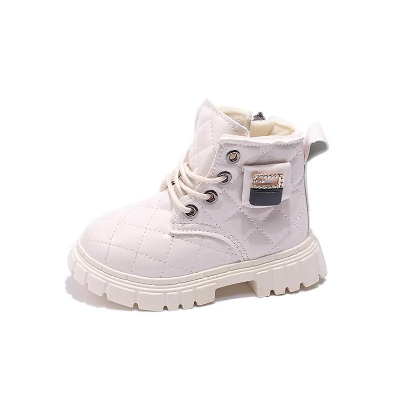 Kids Fashion Boots Glossy Non-slip Boys Girls Ankle Boots Thick Soft Sole 2024 Winter New Children Short Boots with Size Zipper