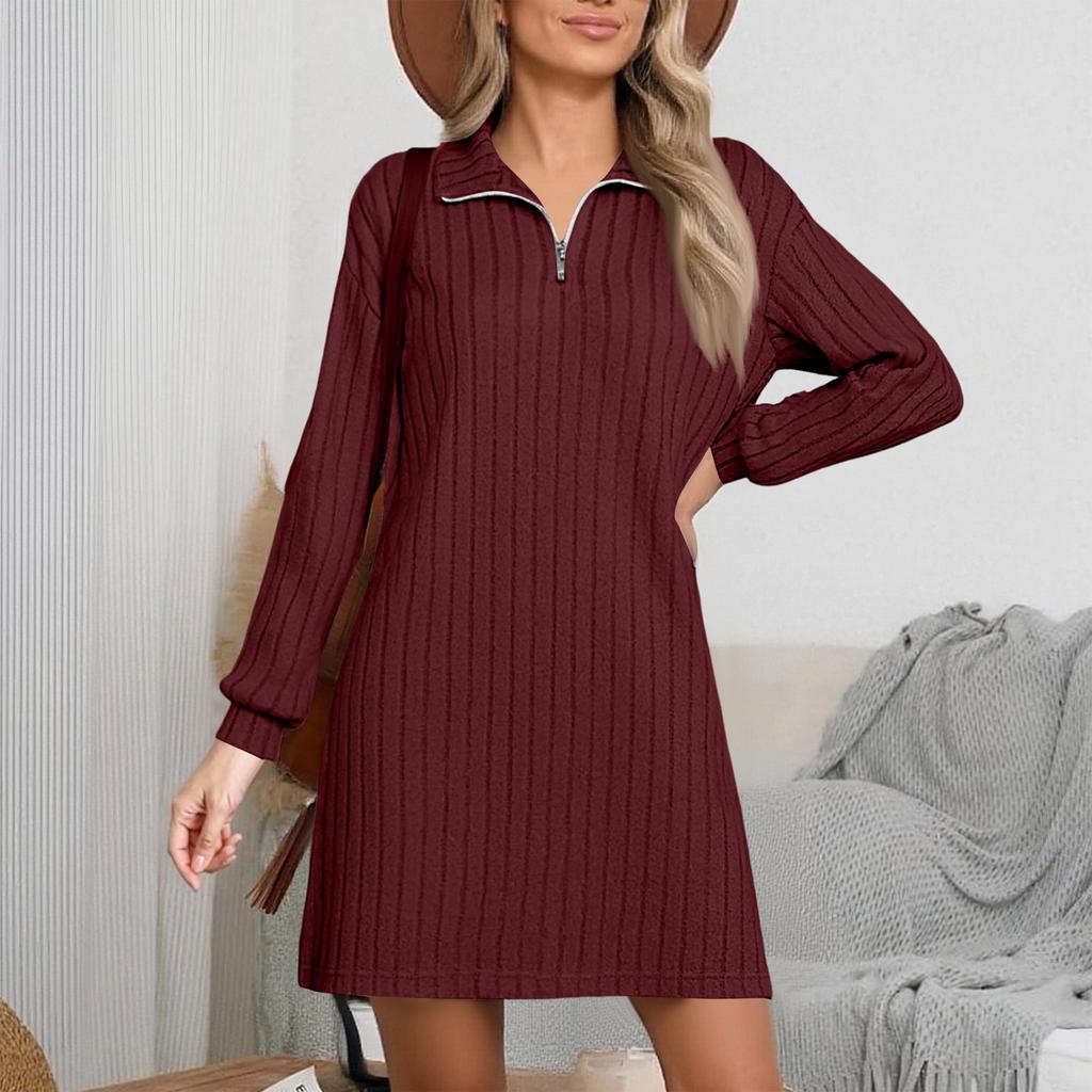 Women's Fashionable Long-sleeved Straight-leg Loose Base Dress