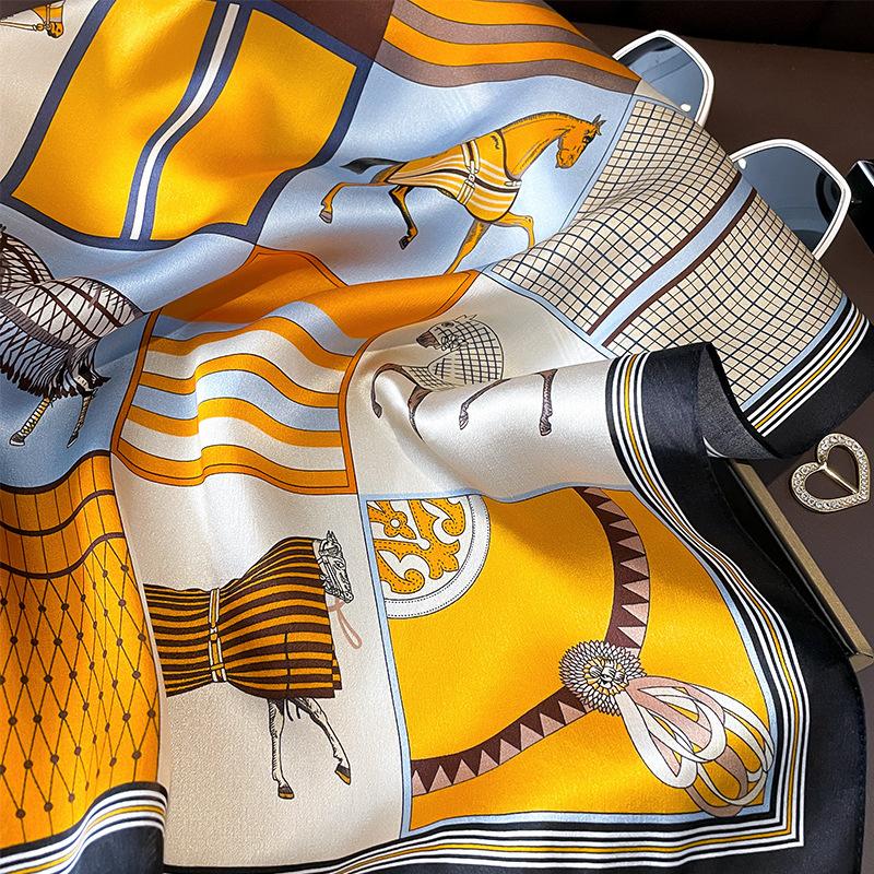 100% Natural Real Silk Scarf Fashion for Women Shawl Kerchief Pashmina Foulard Femme Square Scarfs Bandana Hijab Scarves 53cm