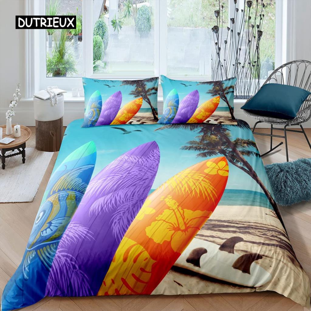 

Комплект постельного белья с доской для серфинга, комплект постельного белья с тематикой серфинга, экстремальные виды спорта, игры, синий океан, мультяшный стиль, комплект постельного белья с застежкой-молнией EU single(135x200cm)