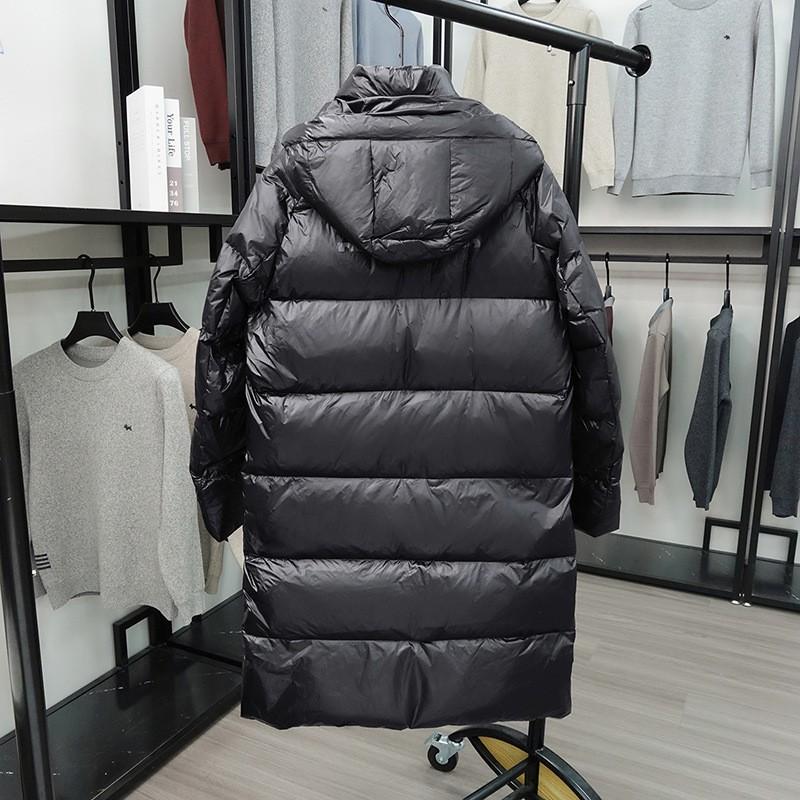Longue veste d'hiver noire pour homme avec capuche, garniture 90% duvet de canard 650FP, manteau d'hiver chaud, pour un usage quotidien