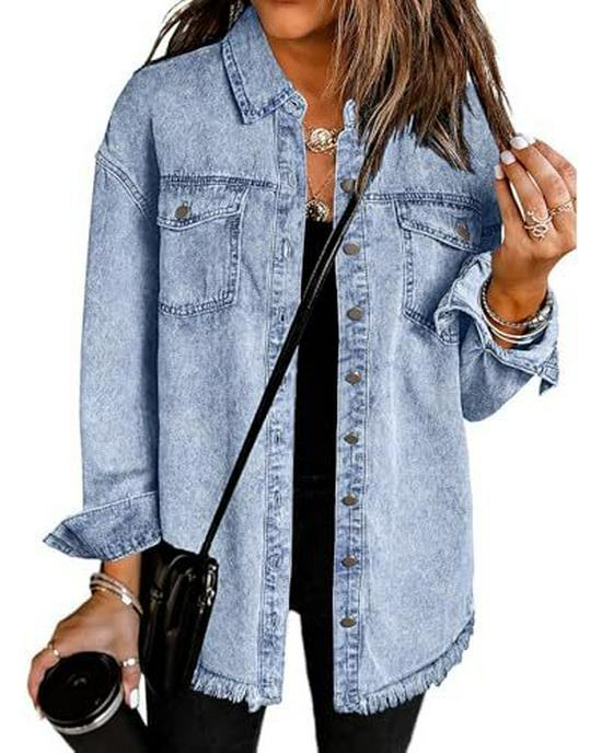 Women's Loose-Fit Brushed Denim Jacket