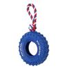 Dog Tire Chewing Toy Bite Resistant Treat Dispensing Rubber Aggressive Dog Tug Toy with Rope for Medium Large Dogs