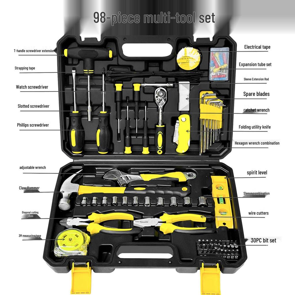 108-Piece Household Hardware Tool Kit for Car Repair and Home Use