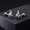 Vintage Flame Stud Earrings for Men, Trendy Black Cubic Zirconia Hypoallergenic Stainless Steel Earrings, Punk Hip Hop Jewelry