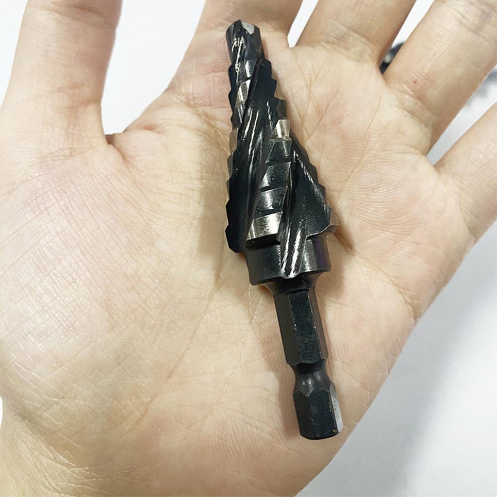 3PC Step Drill Bit Set 1/4" Shank High Speed Steel Step Drill Bit for Sheet Aluminium Metal Wood Hole Drilling Taper