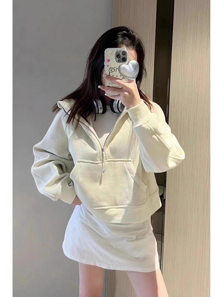 Sweter damski Lulu z półgolfem: Codzienny plus aksamitny pulower jesienno-zimowy z półzamkiem.