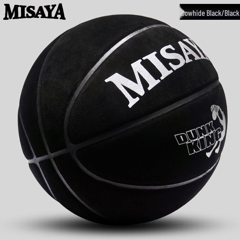 Genuine Cowhide Blue Basketball, Size 7, Official Competition Grade for Student and Adult, Indoor/Outdoor, High-Quality, Wear-Resistant, Soft Leather Size 7 (Standard)