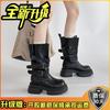 Retro versatile high-heeled leather boots texture thick-soled Martin boots women's autumn and winter British style small thick-heeled fashion boots