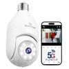 5Ghz/2.4Ghz WiFi Compatible Outdoor Light Bulb-Style Security Camera, Wireless, Waterproof, 4MP, 2K Resolution, Remote Monitoring, Motion Detection, T