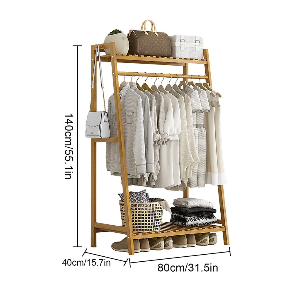 Floor Garment Rack Home Standing Clothes Shelf with Multi Layers Multi-Function Laundry Organizing Rack for Living Room Bedroom