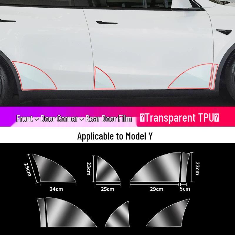 Tesla Model Y Exterior Door Handle & B-Pillar Protection Film - Refreshed TPU Version