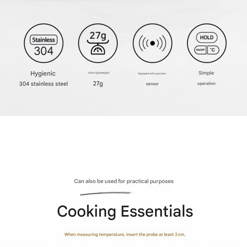 Food-grade digital probe cooking thermometer (probe cover and battery included)