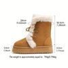 Women'S Mid-Calf Snow Boots with Thick TPR Sole - Brown Faux Fur Lined, Lace-Up Winter Boots for Cold Weather, Round Toe Design, Durable & Comfortable