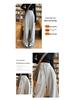Gray High-Waist Wide Leg Women's Sweatpants - Spring/Autumn Casual Loose Fit with Drawstring