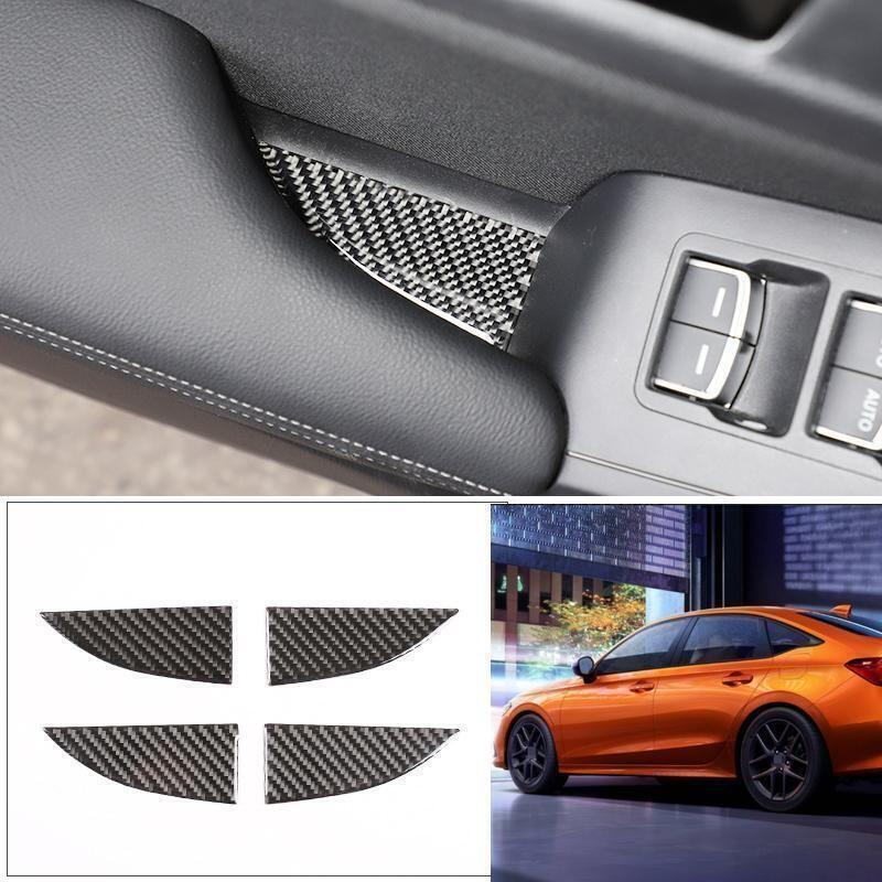 For Honda Civic 11th 22 23 24 Real Carbon Fiber Inner Door Slot Pad Trim 4PCS