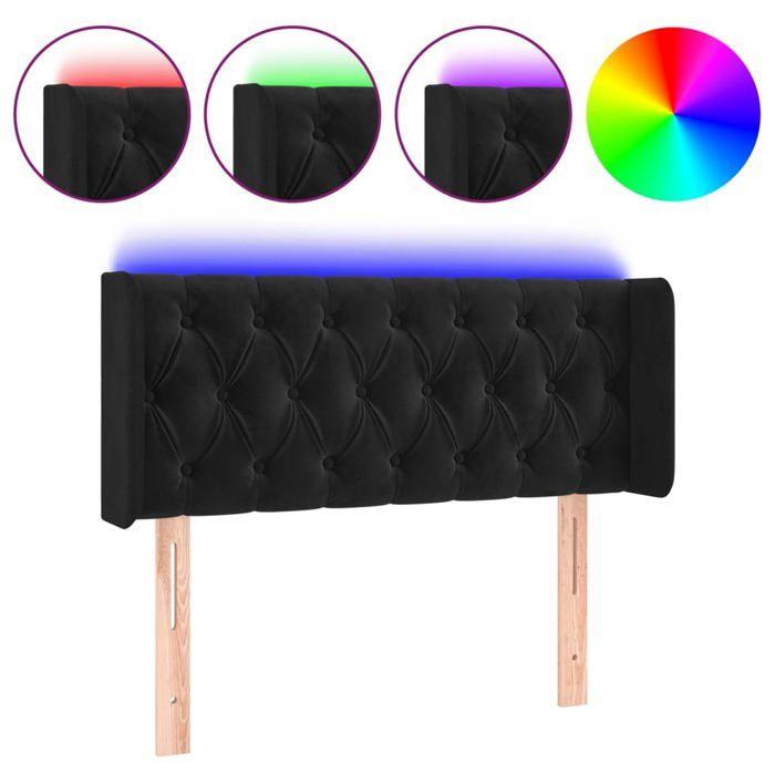VidaXL Tête de Lit à LED Meuble de Chambre à Coucher Accessoire de Lit Simple Tête de Cadre de Lit Intérieur Noir 3123610