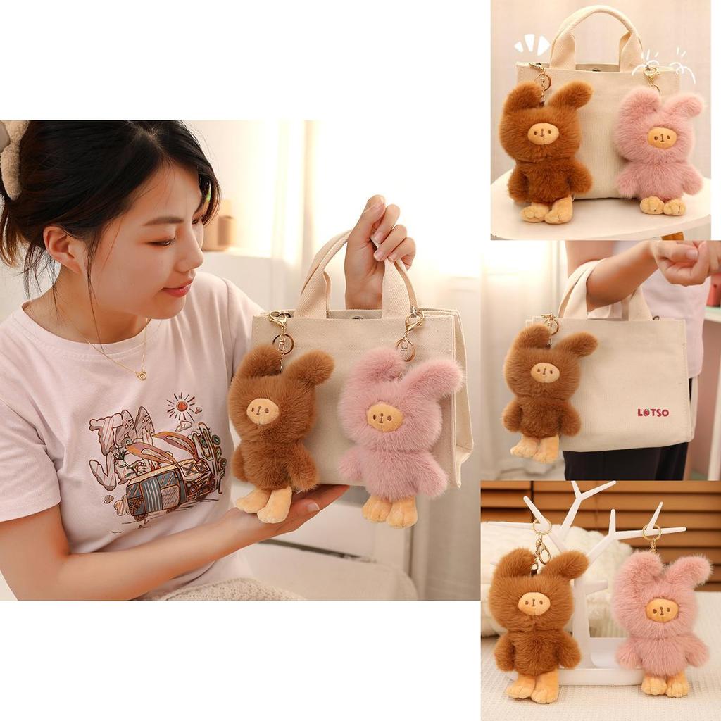 Adorable Bunny Plush Keychain Soft Rabbit Couple Pendant For Students And Backpacks