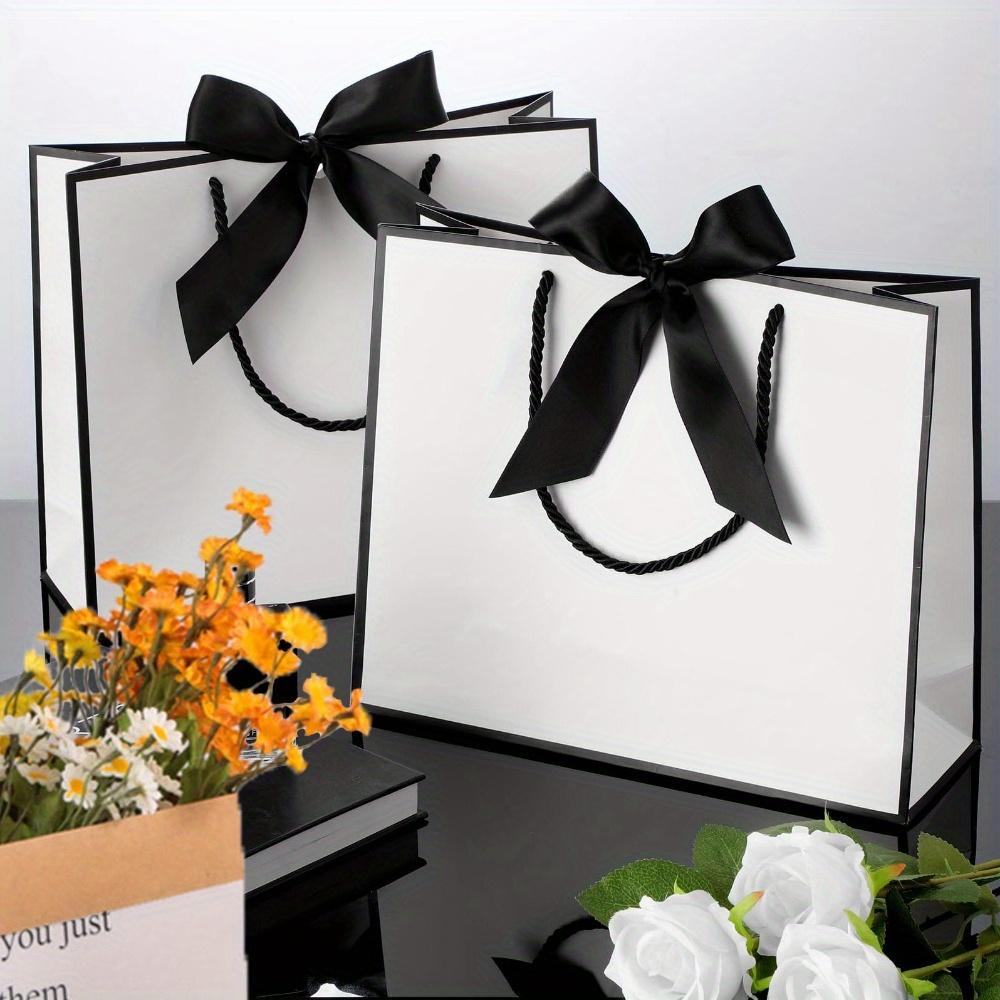 10pcs Ribbon Bow Gift Bags with Twine Handles Paper Bags with Black Ribbon Shopping Bags for Birthday Wedding Christmas Housewarming  Anniversary