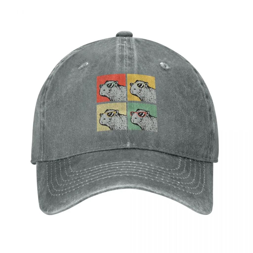 Capybaras Retro Animal Lover Baseball Caps Vintage   Distressed Washed Hats Golf Adjustable Fit Snapback Cap